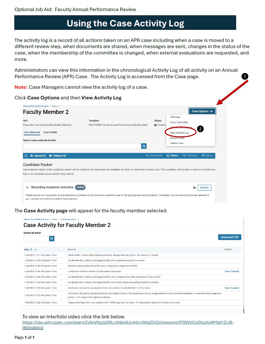 optional: using the case activity log