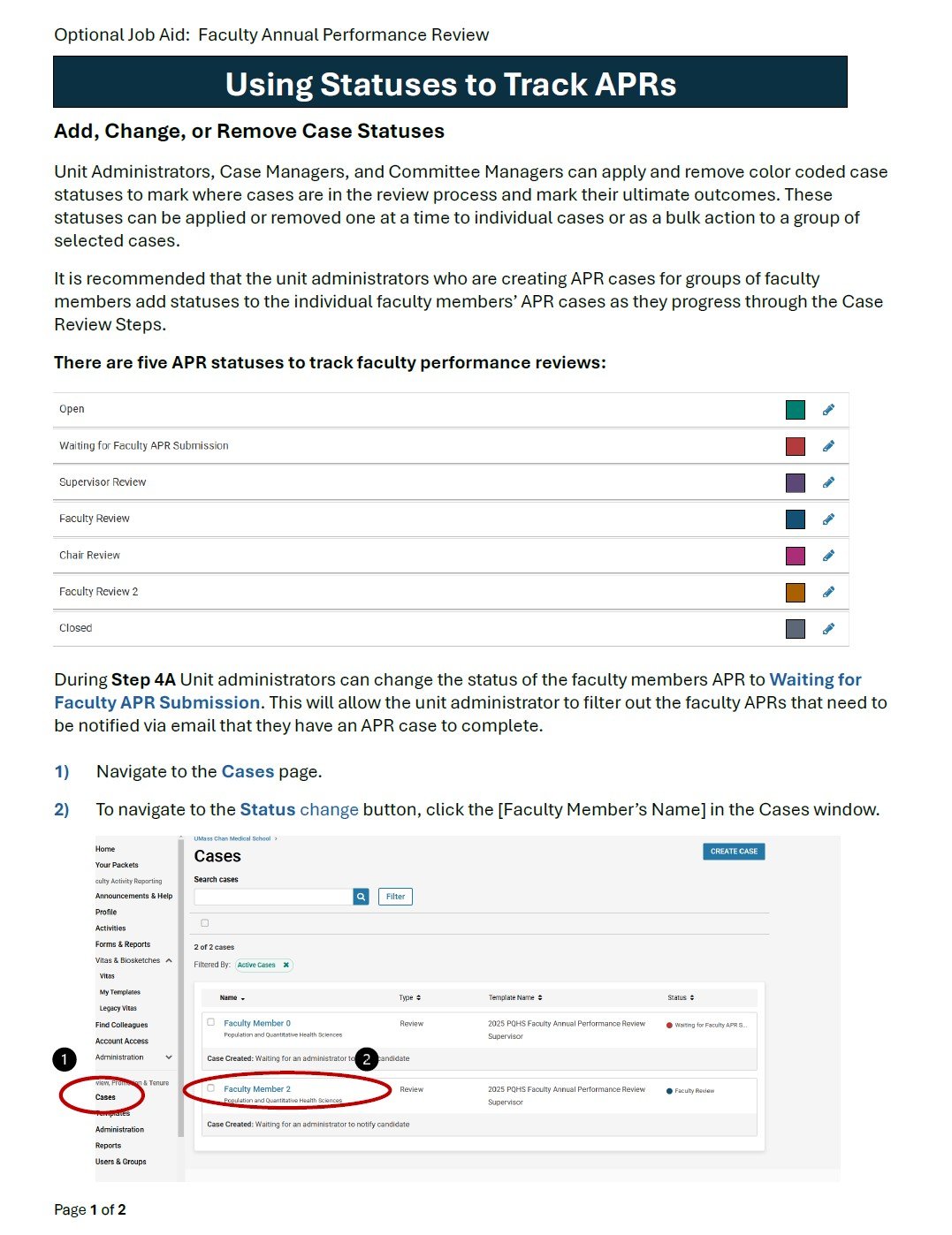 optional: using statuses to track APRs