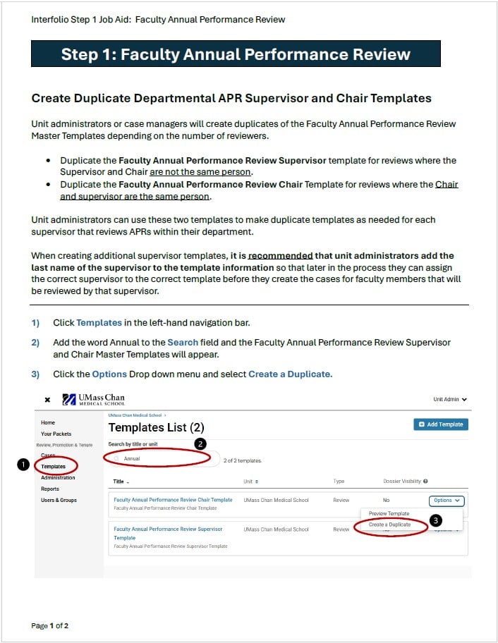 step 1: create duplicate templates