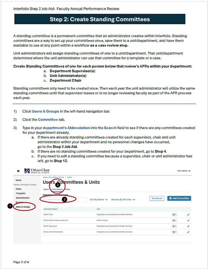 step 2 create standing committees