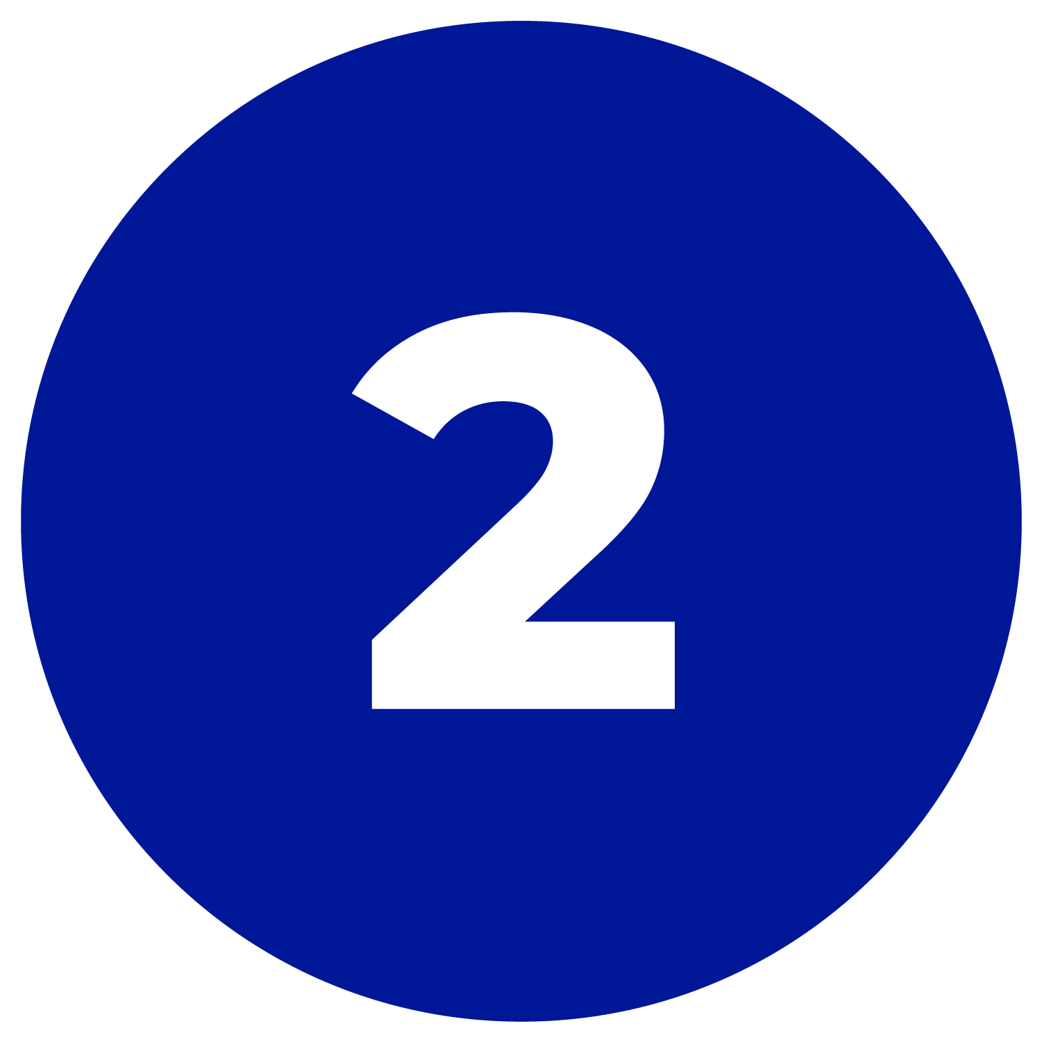 Blue circle with the number 2.
