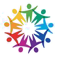  cartoon of colorful people in circle holding hands
