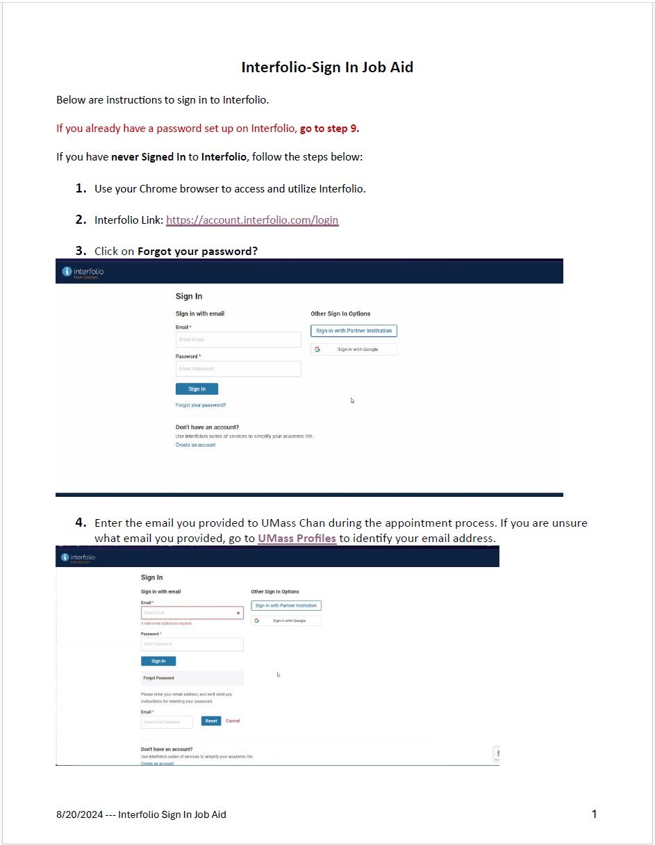 Interfolio sign in instructions