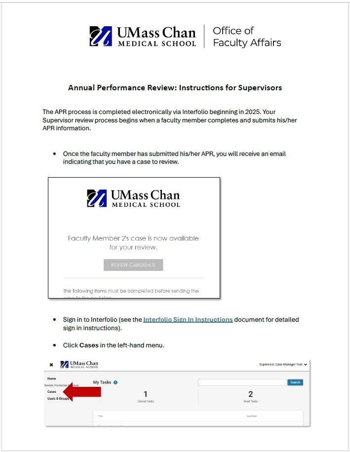 APR instructions for supervisors