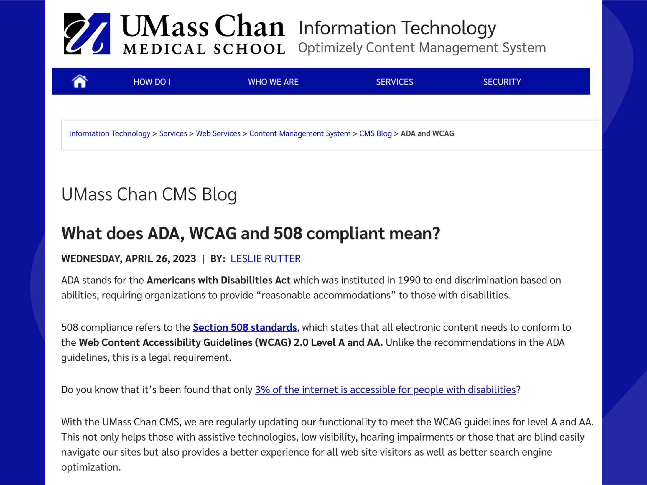 Screenshot of blog post