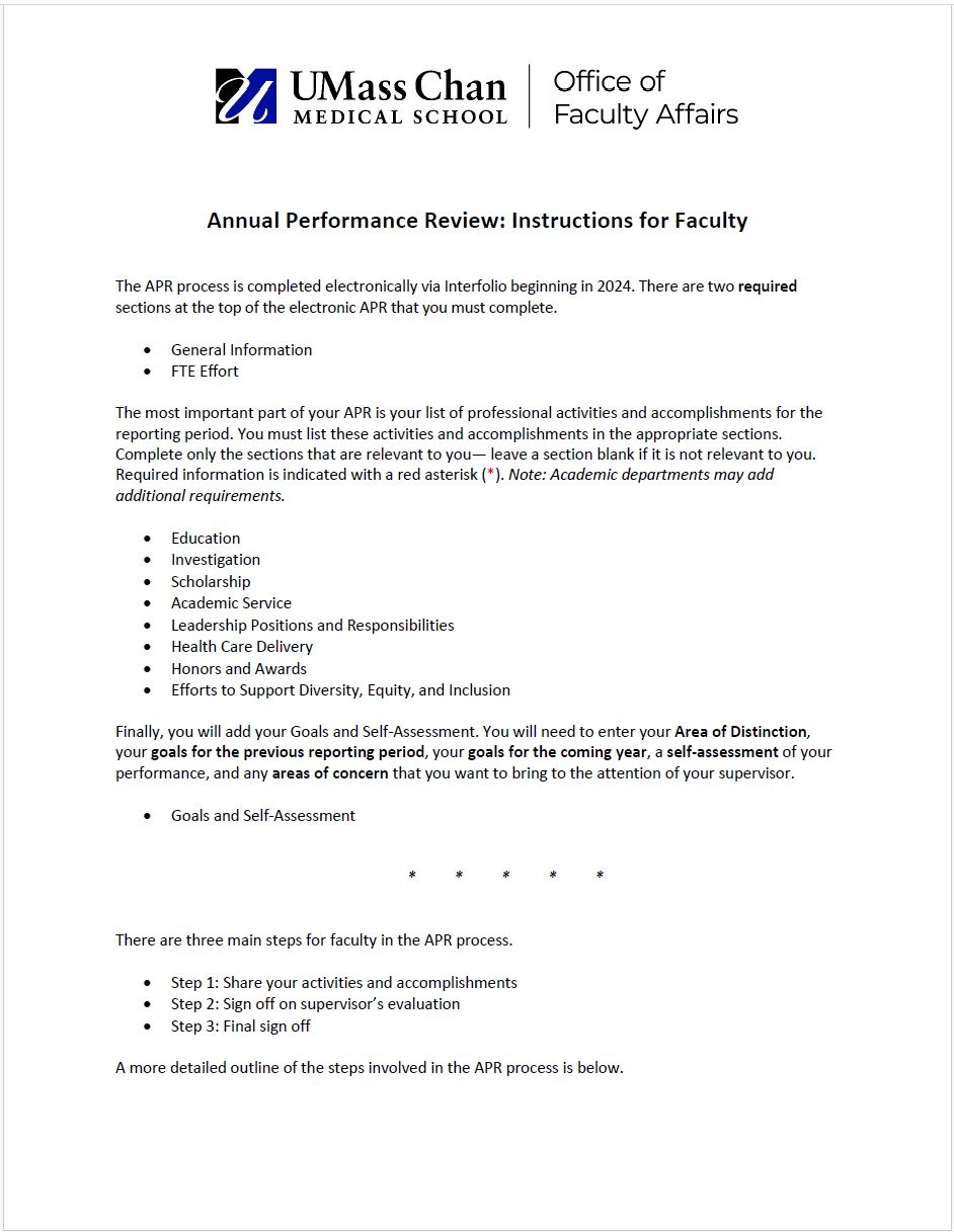 APR Instructions for Faculty
