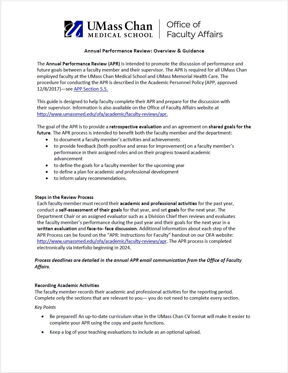 APR overview and guidance