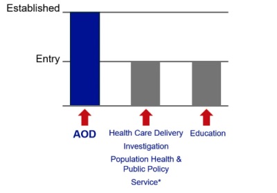 A diagram showing established and entry levels of criteria