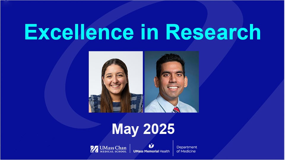  Excellence in Research, May 2025, image of Drs. Khouri and Patel