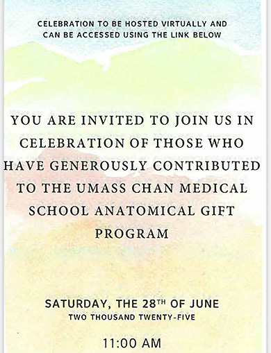 Anatomical Gift Program 2025 Memorial Invitation