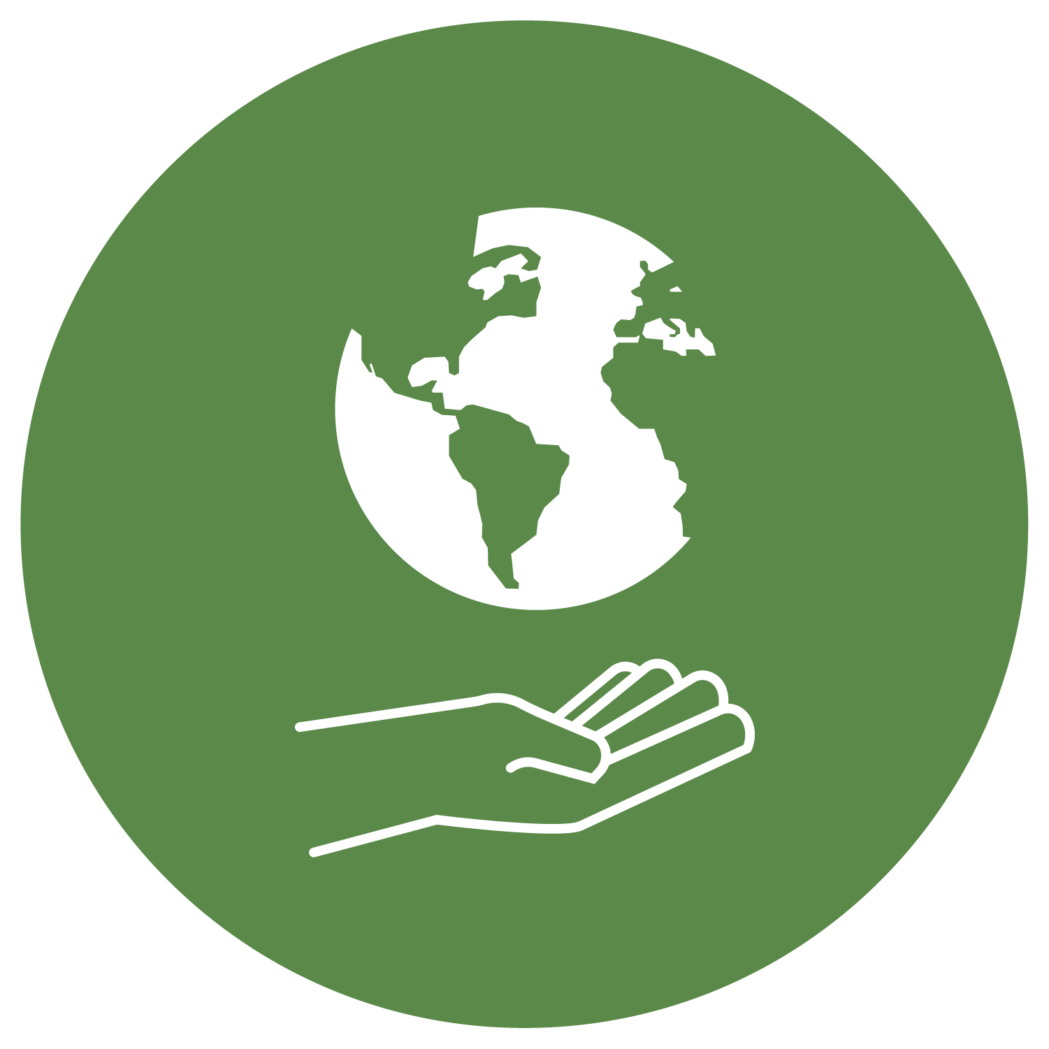 Green circle earth hand icon