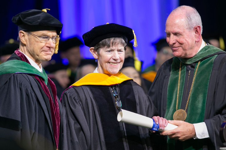 Carolyn Clancy receiving honorary degree at 2025 Commencement