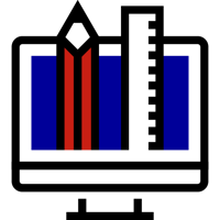 pencil and ruler coming out of a computer screen