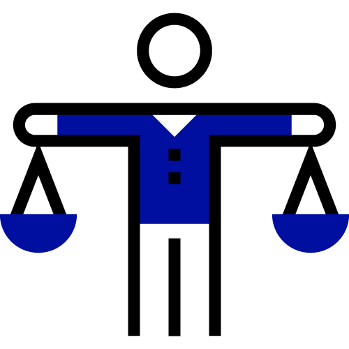 bubble person holding balanced scales