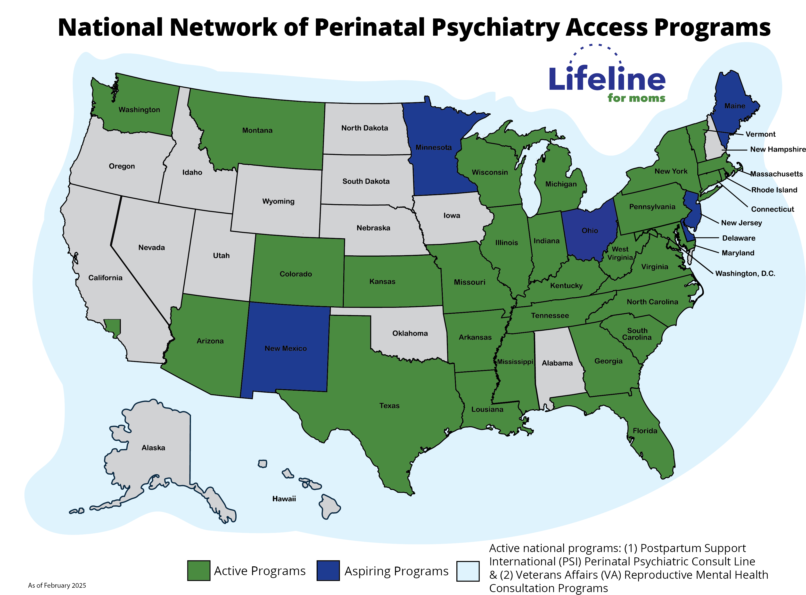 Map of Perinatal Psychiatry Access Programs