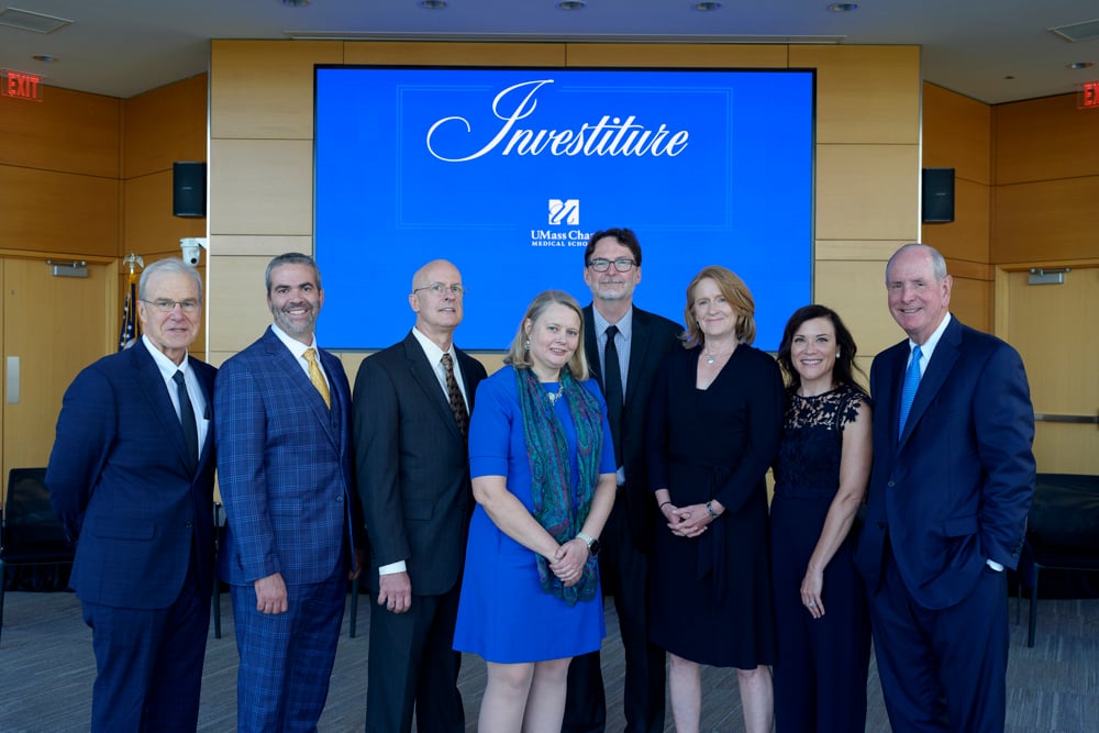 From left, Dean Flotte, John Harris, Kevin Donahue, Elinor Karlsson, Danny Winder, Jeannette Wolfe, Darly Bosco and Chancellor Collins. (190) Photo: John Gillooly/PEI