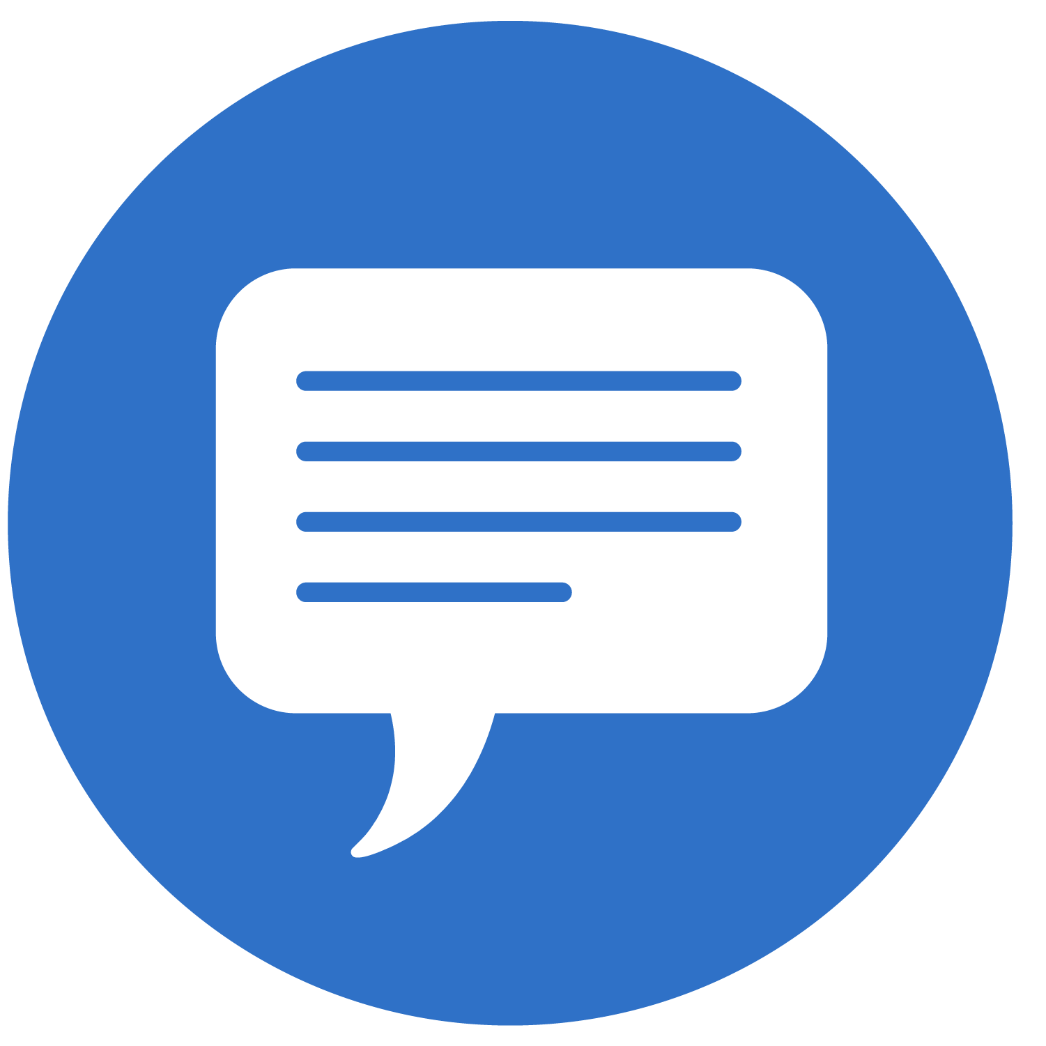 solid blue circle with word bubble