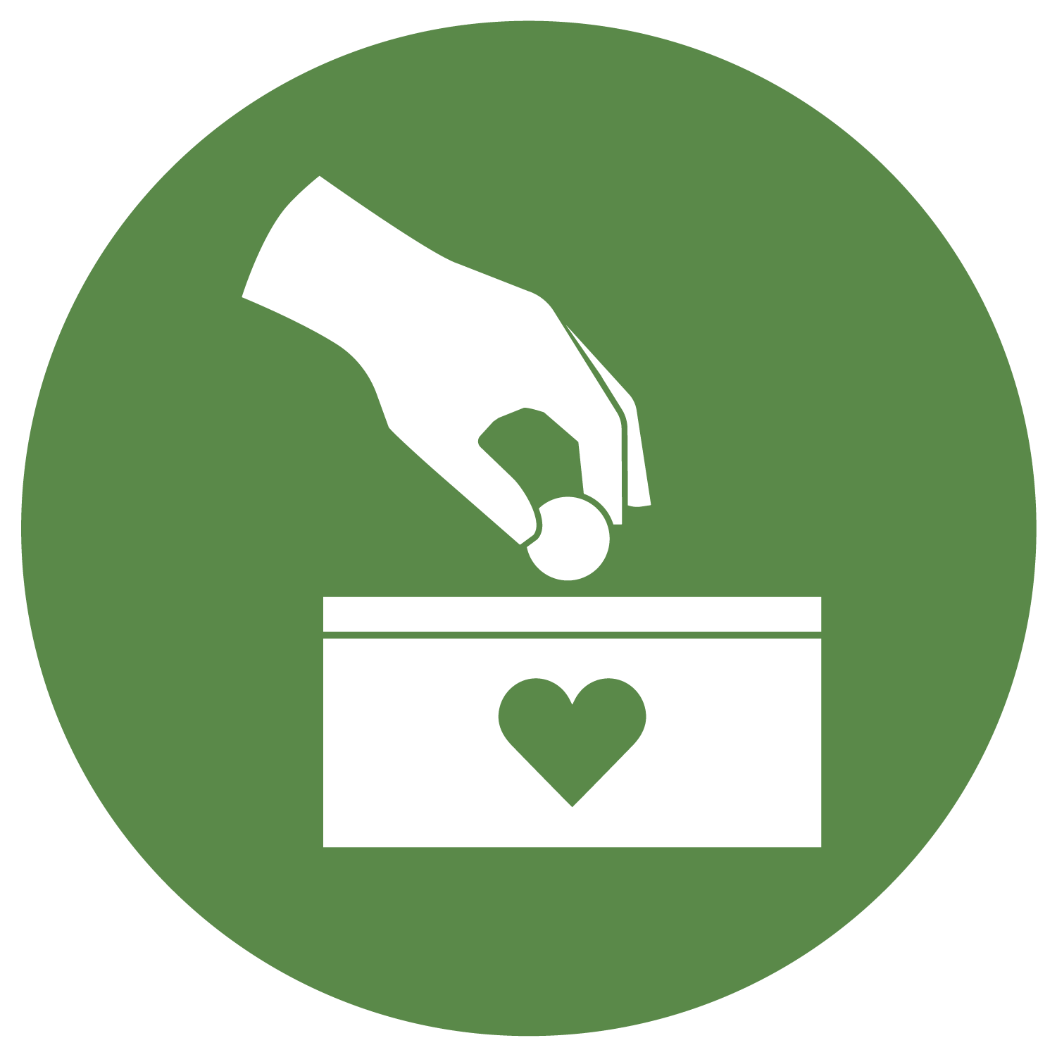 solid green circle with hand outlined in white hold small white circle