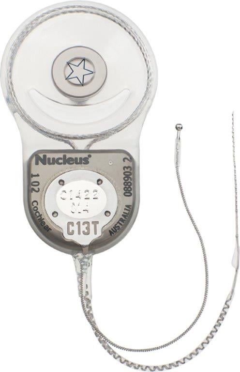 Image of a cochlear implant device for hearing loss