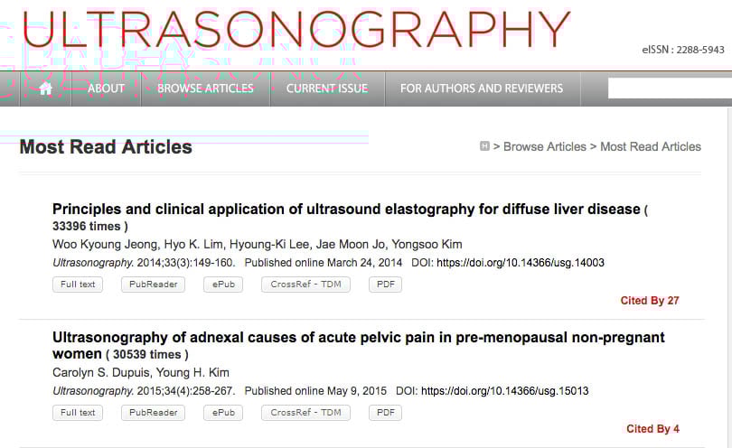 Ultrasonography Journal - Most Read List Ultrasonography Journal - Most Read List