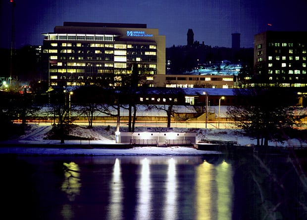 UMass view from lake at night UMass view from lake at night