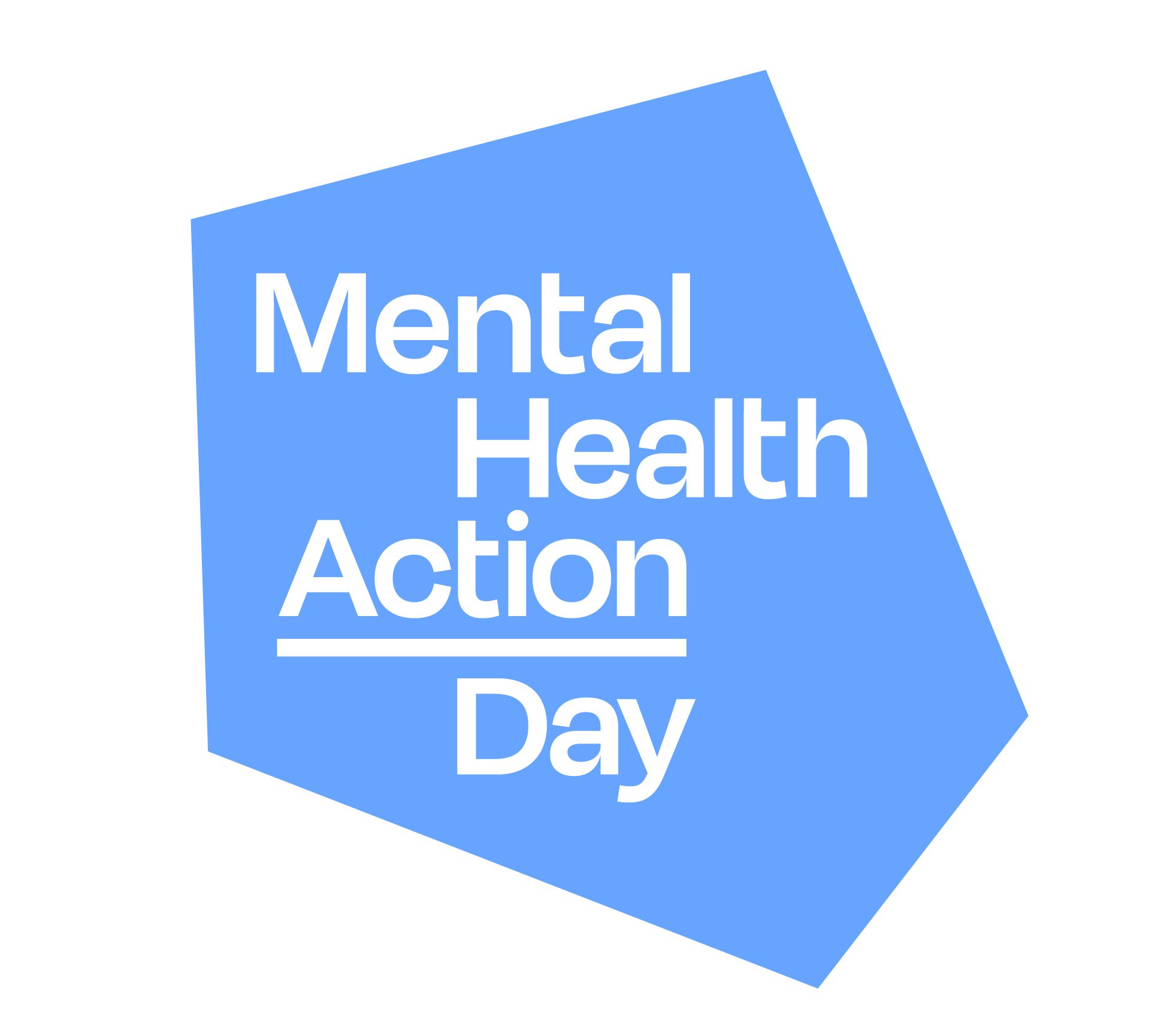 blue square with white text mental health action day