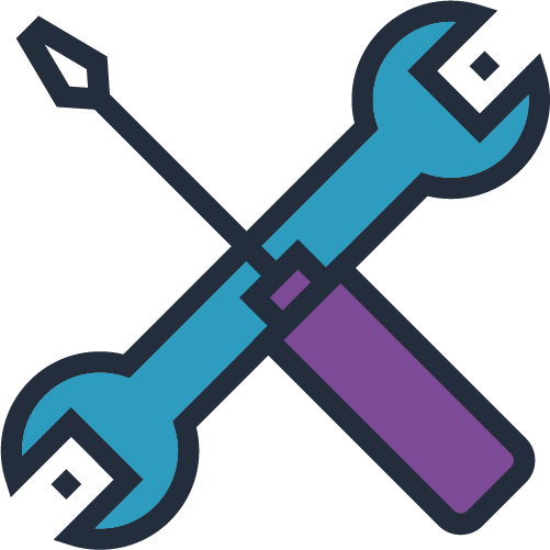 wrench and screwdriver overlapping to form an X