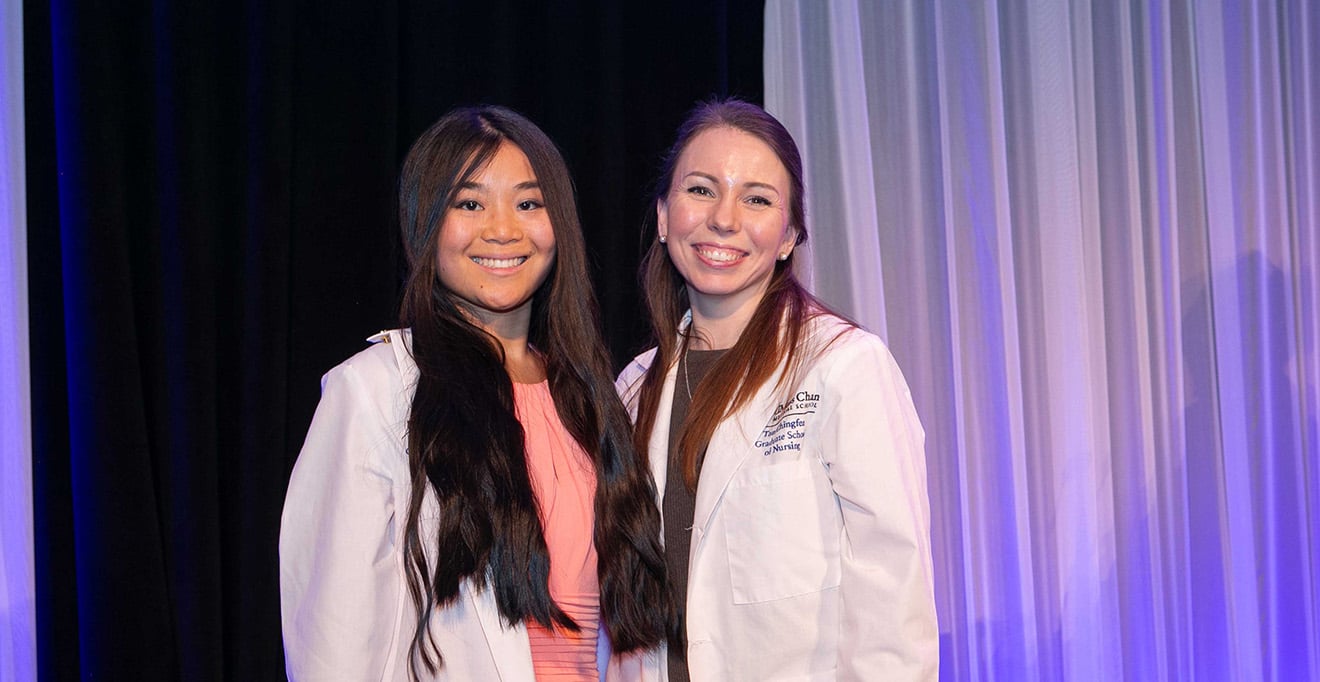 Second year DNP student Lily Biagini with Psychiatric Mental Health NP track coordinator Julie West, DNP, MHA, APRN, PMHNP-BC, assistant professor of nursing