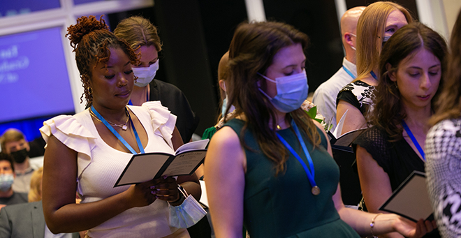 Tan Chingfen Graduate School of Nursing welcomes 43 to field at pinning ceremony